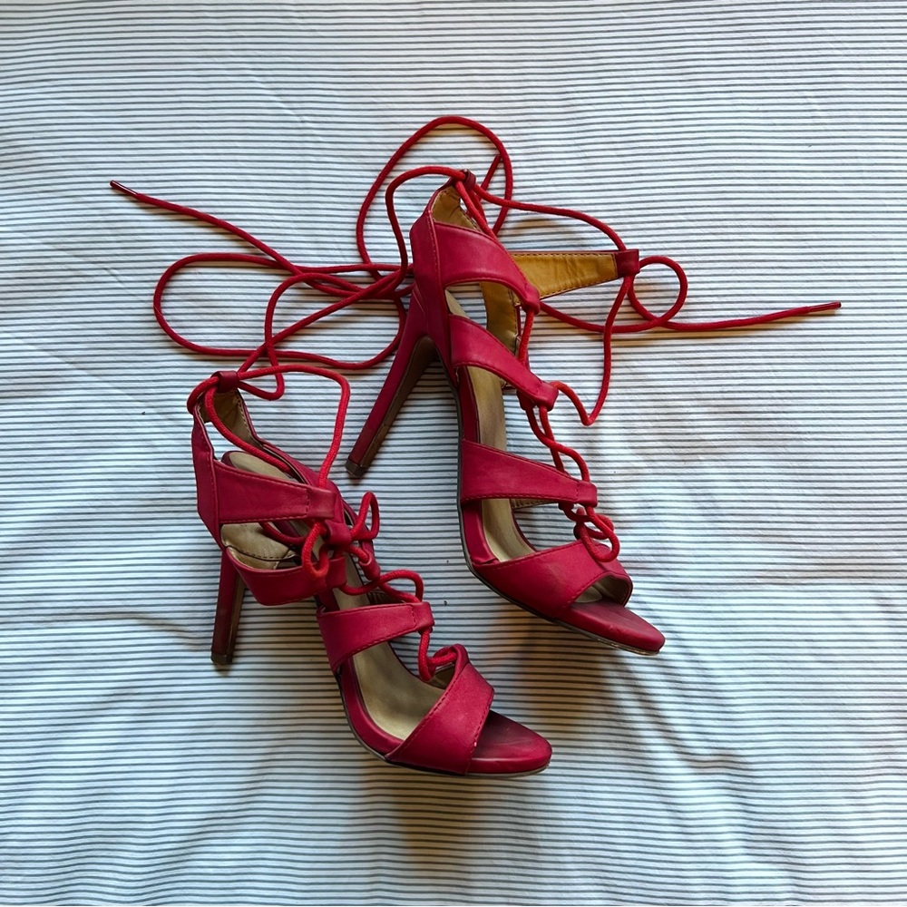 Red Lace Up Heels 👠